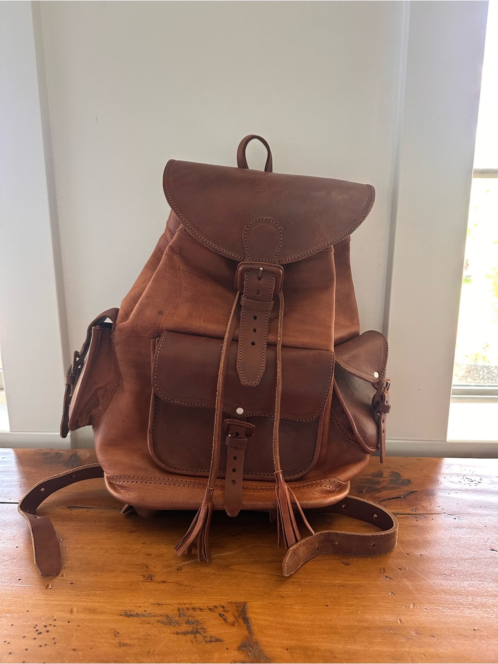 Handmade Full Grain Leather Backpack | Rustic Boho Travel Rucksack